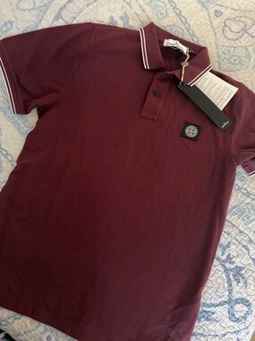 Stone Island Men's Burgundy Polo Shirt